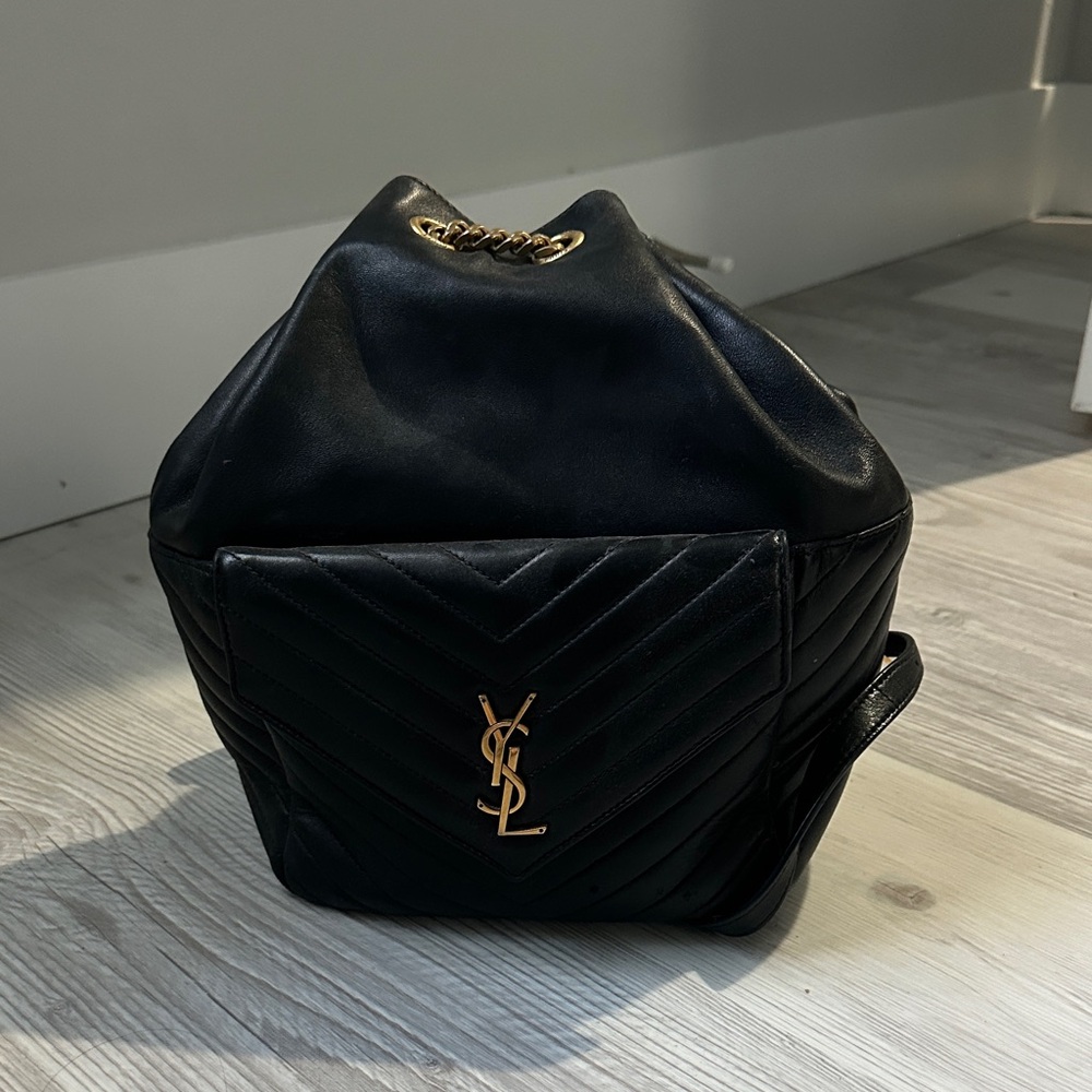 YSL Black Quilted Leather Backpack